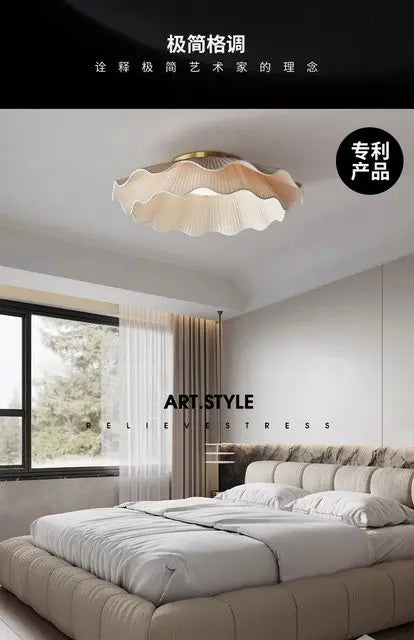 Arwen LED Wave Pendant Lamp White round Modern Nordic Design for Dining Room Study Bedroom Simple Artistic Wabi Sabi Style