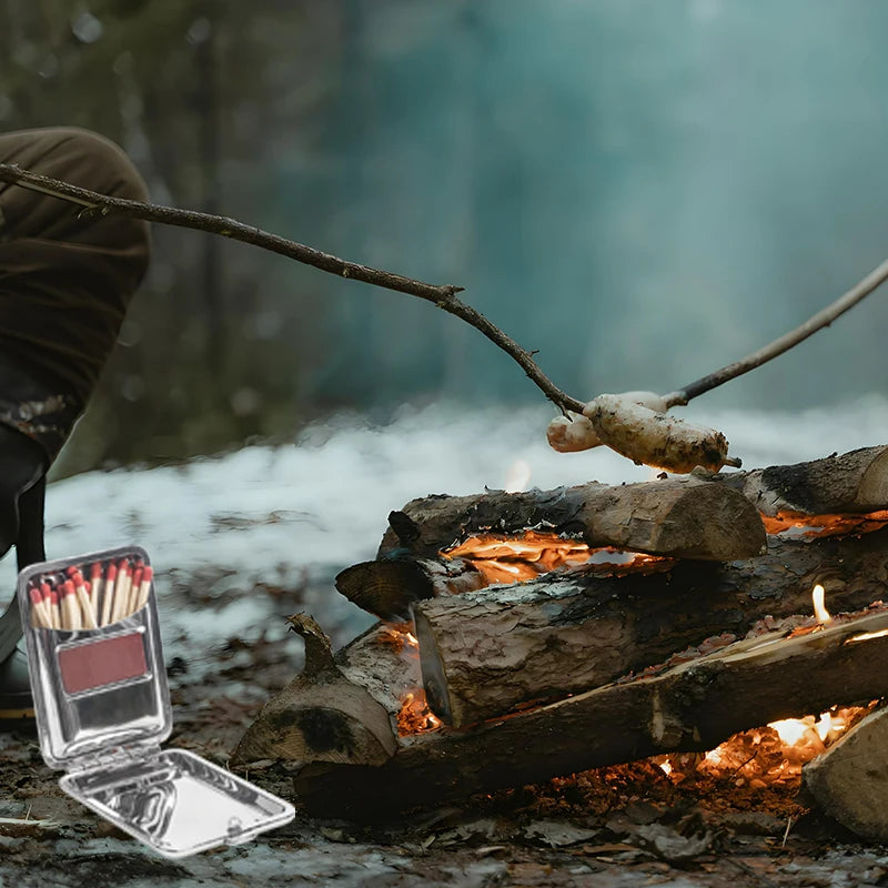 Stainless Steel Matchbox Case – Durable Metal Holder with Striker Plate