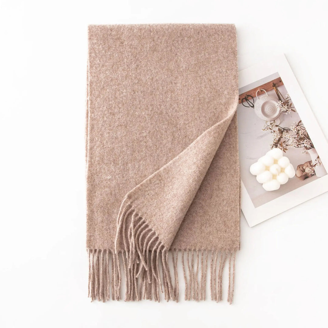 Ladies 100% Pure Wool Scarf Versatile Simple Design Warm Solid Color Shawl for Autumn Winter Commute