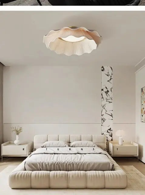Arwen LED Wave Pendant Lamp White round Modern Nordic Design for Dining Room Study Bedroom Simple Artistic Wabi Sabi Style