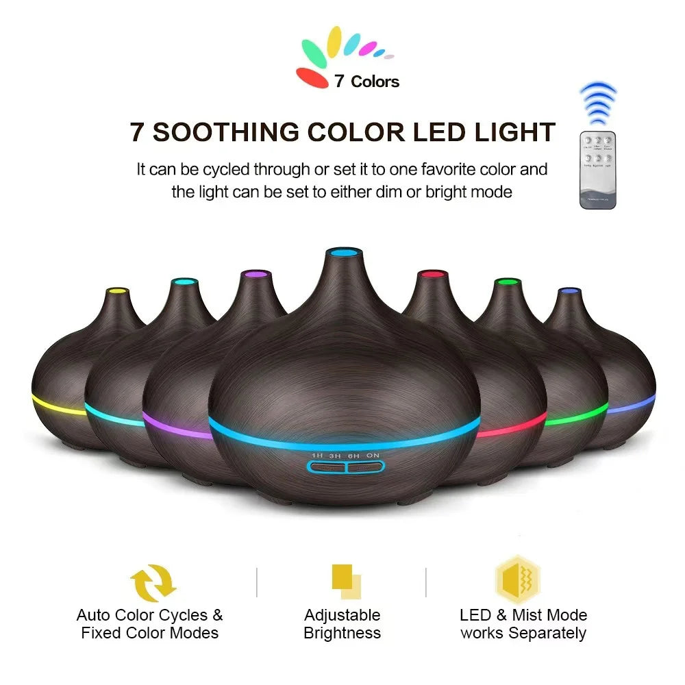 Aromadifuser im Holzdesign - mit LED-Licht & Fernbedienung