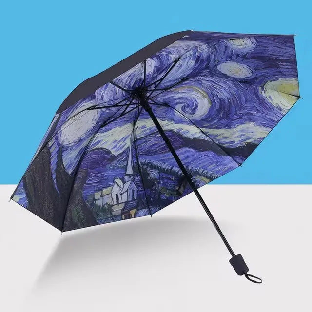 Blue Sky Umbrella – Anti-UV Folding Parasol with Cloud Print for Men & Women