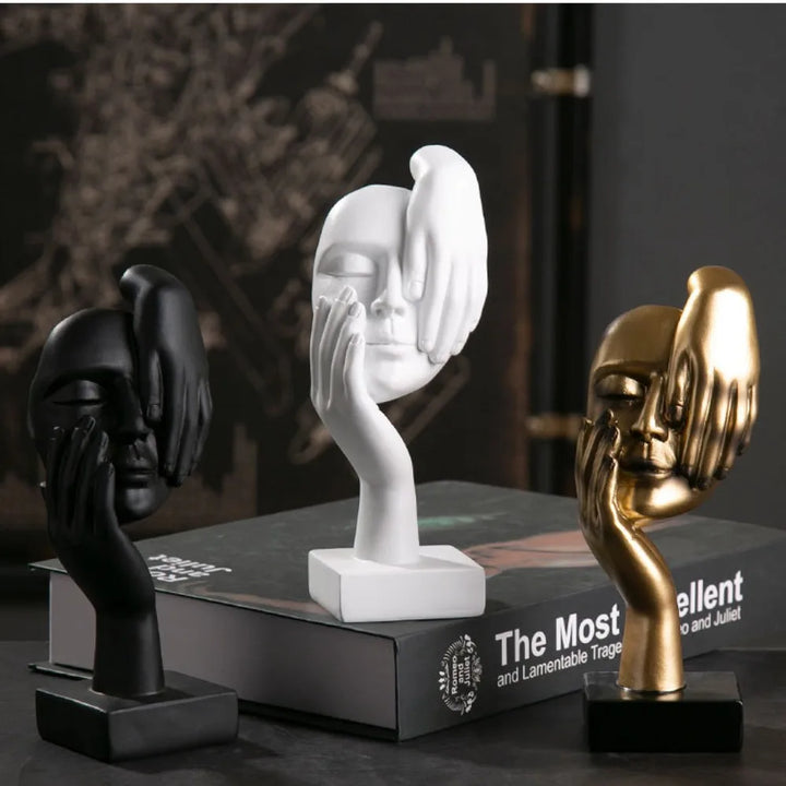 Nordic Resin Abstract Statue Desktop Ornaments Sculpture Figurines Face Character Light Luxury Art Crafts Office Home Decor