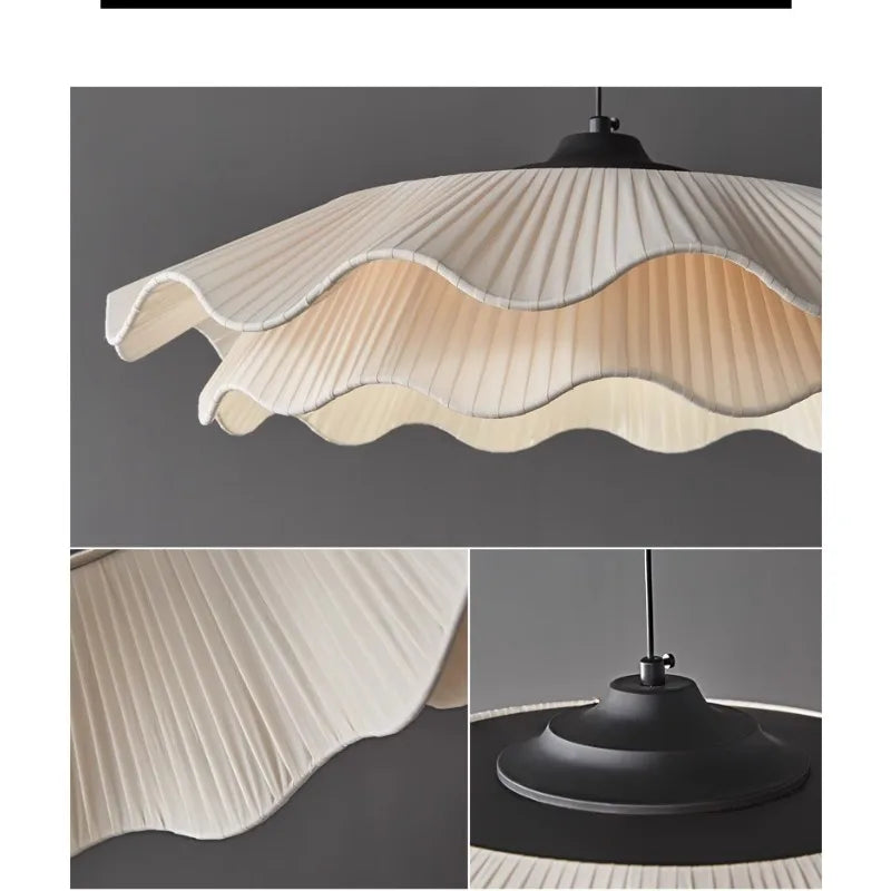 Arwen LED Wave Pendant Lamp White round Modern Nordic Design for Dining Room Study Bedroom Simple Artistic Wabi Sabi Style