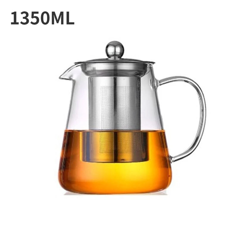 Heat Resistant Glass Teapot 401-500ml with Stainless Steel Tea Strainer Infuser Kung Fu Tea Set for Puer Oolong Flower Kettle