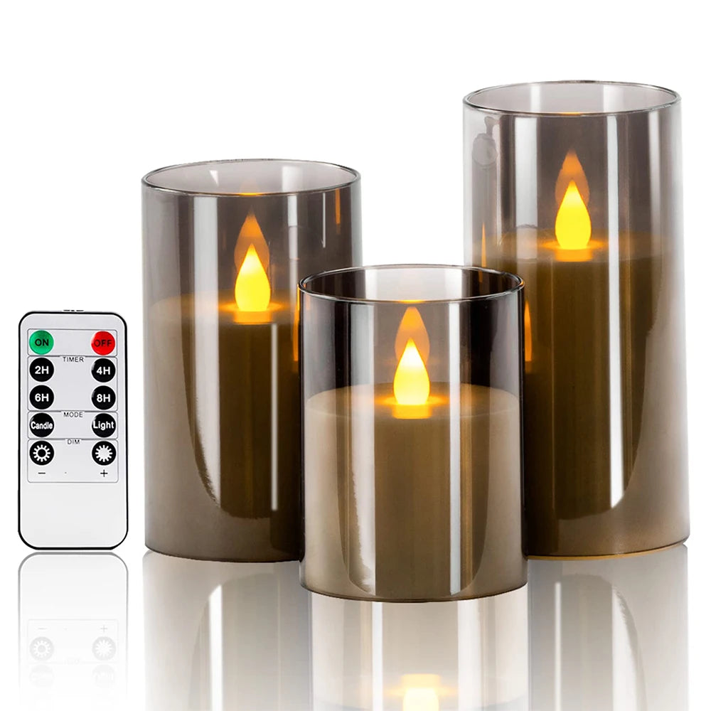 LED Acrylic Candle Set – Remote-Controlled Flameless Lights with Timer for Christmas & Weddings