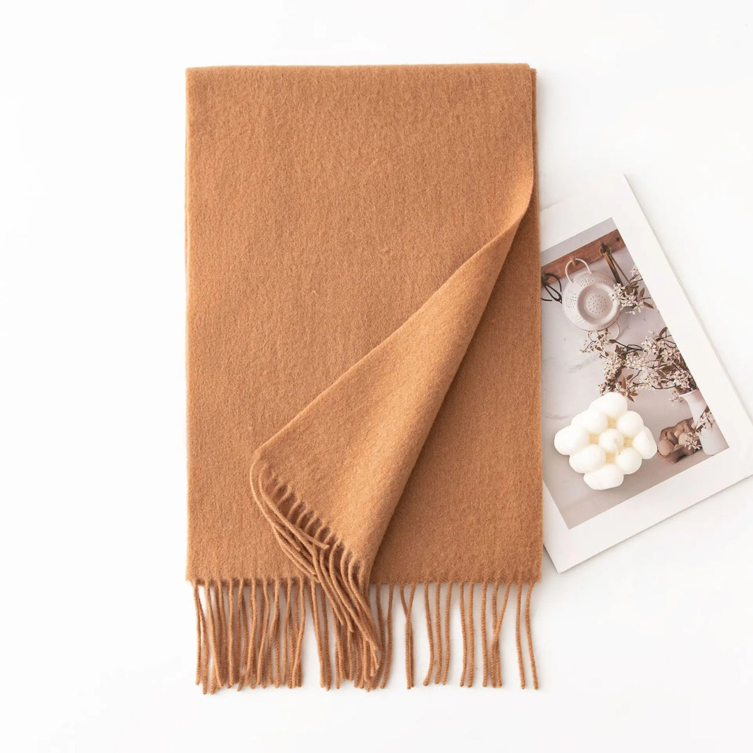 Ladies 100% Pure Wool Scarf Versatile Simple Design Warm Solid Color Shawl for Autumn Winter Commute