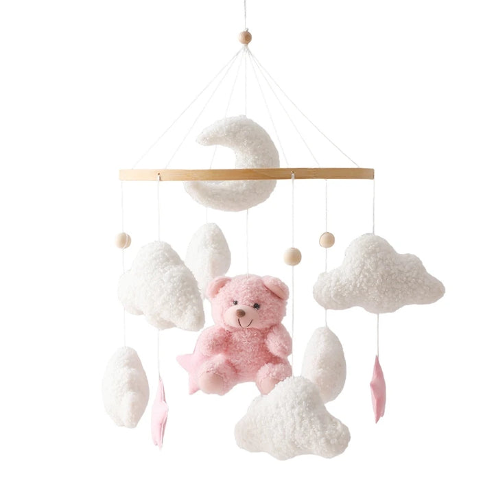 Cartoon Bear Crib Mobile – Soft Felt Music Bell for Newborns