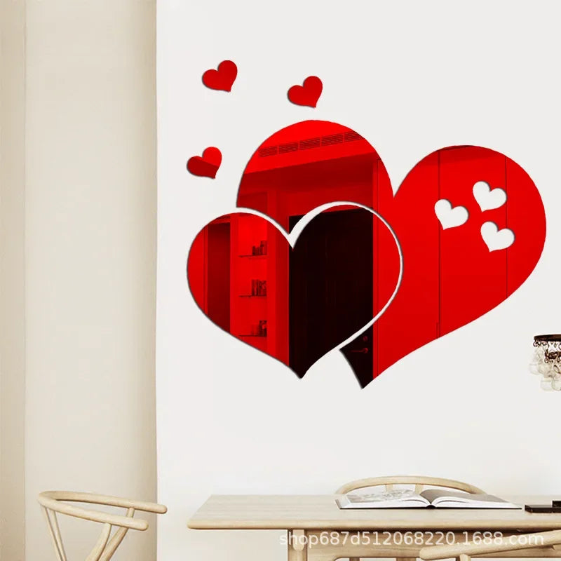 Acrylic Heart Wall Stickers – Self-Adhesive LOVE Decals for Wedding & Home Decor