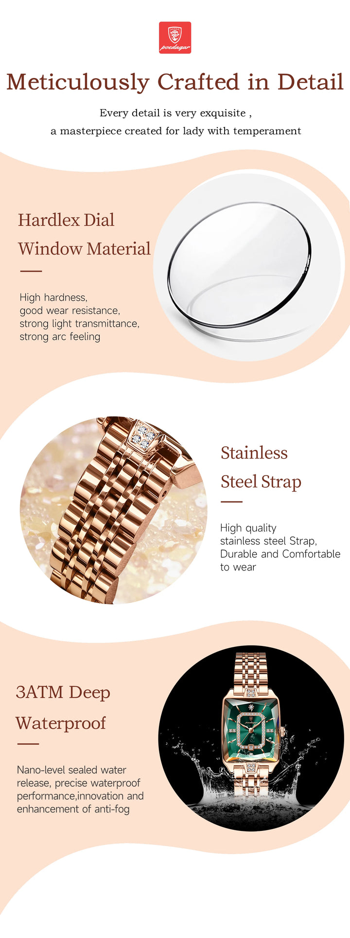 POEDAGAR Luxury Woman Watch