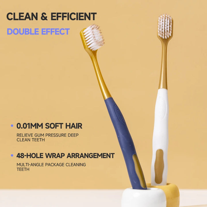 Soft Adult Toothbrush – Wide Head, Ultra-Fine Bristles for Gum Care & Travel