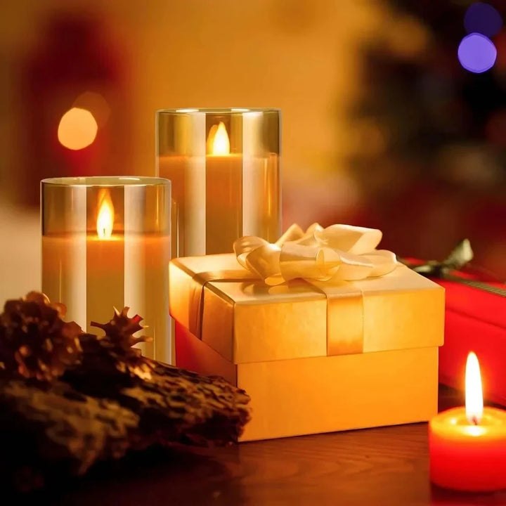 LED Acrylic Candle Set – Remote-Controlled Flameless Lights with Timer for Christmas & Weddings