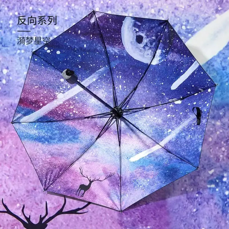 Blue Sky Umbrella – Anti-UV Folding Parasol with Cloud Print for Men & Women