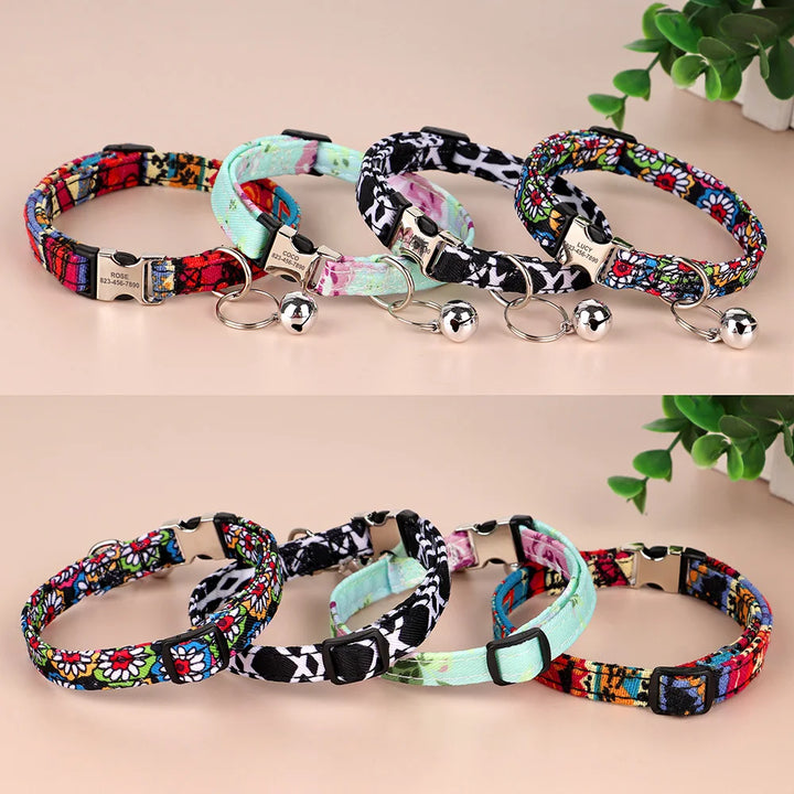 Personalized Cat Collar – Adjustable with Bell & Engraved ID Tag