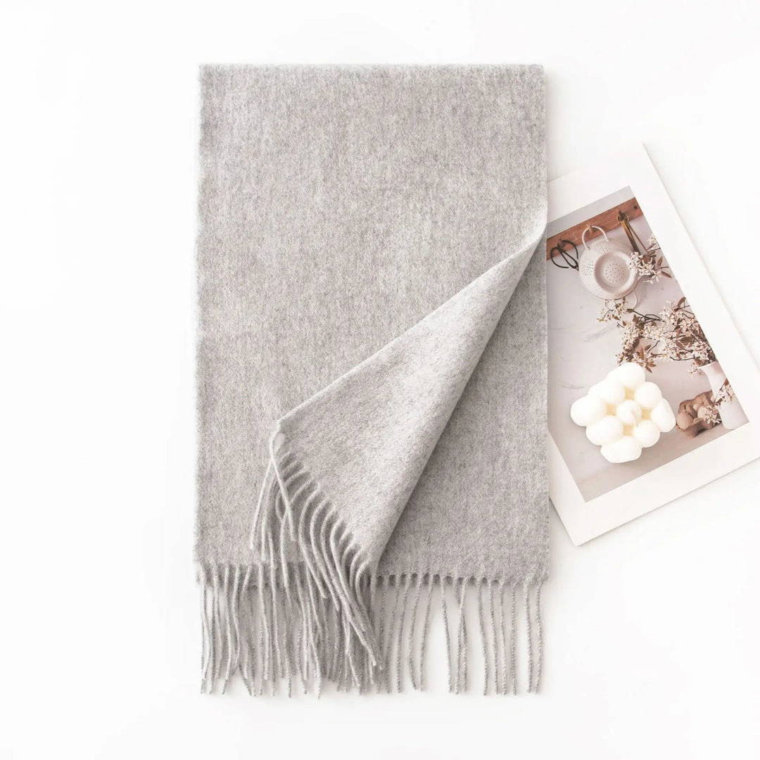 Ladies 100% Pure Wool Scarf Versatile Simple Design Warm Solid Color Shawl for Autumn Winter Commute