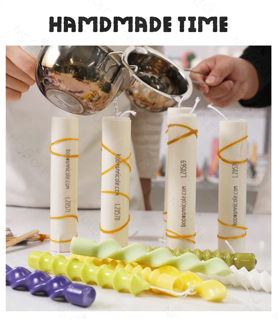Twisted Spiral Taper Candle Mold Silicone Non-Stick Flexible DIY Aromatic Handmade Candle Making Supplies Room Decor