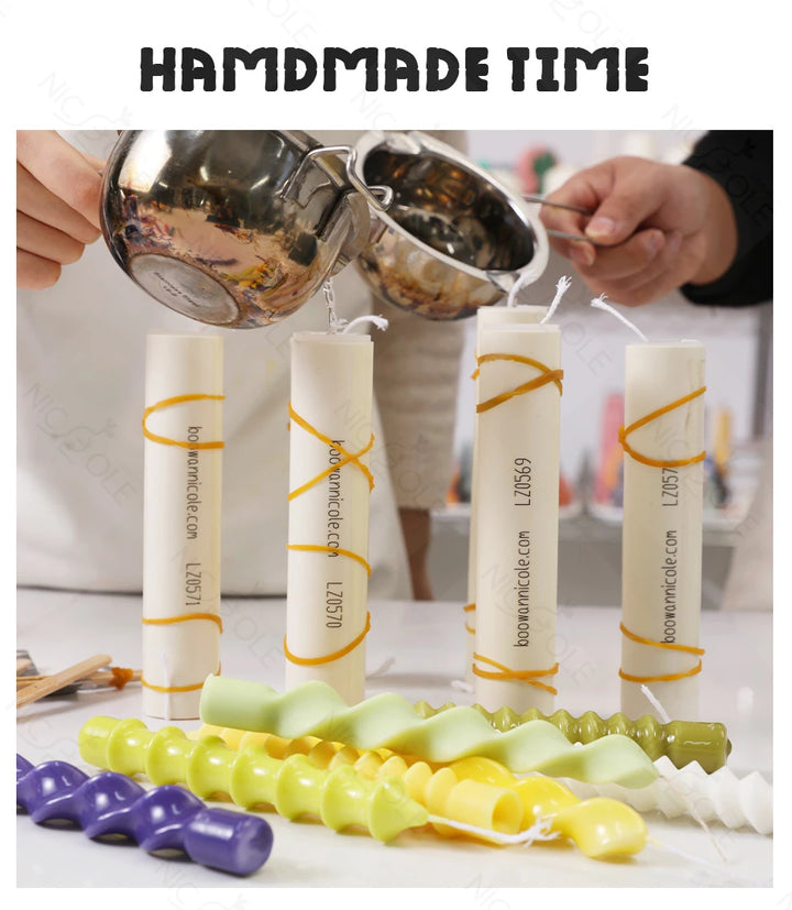 Twisted Spiral Taper Candle Mold Silicone Non-Stick Flexible DIY Aromatic Handmade Candle Making Supplies Room Decor