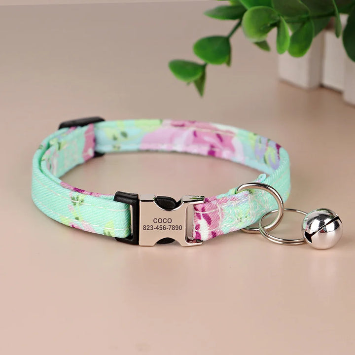 Personalized Cat Collar – Adjustable with Bell & Engraved ID Tag