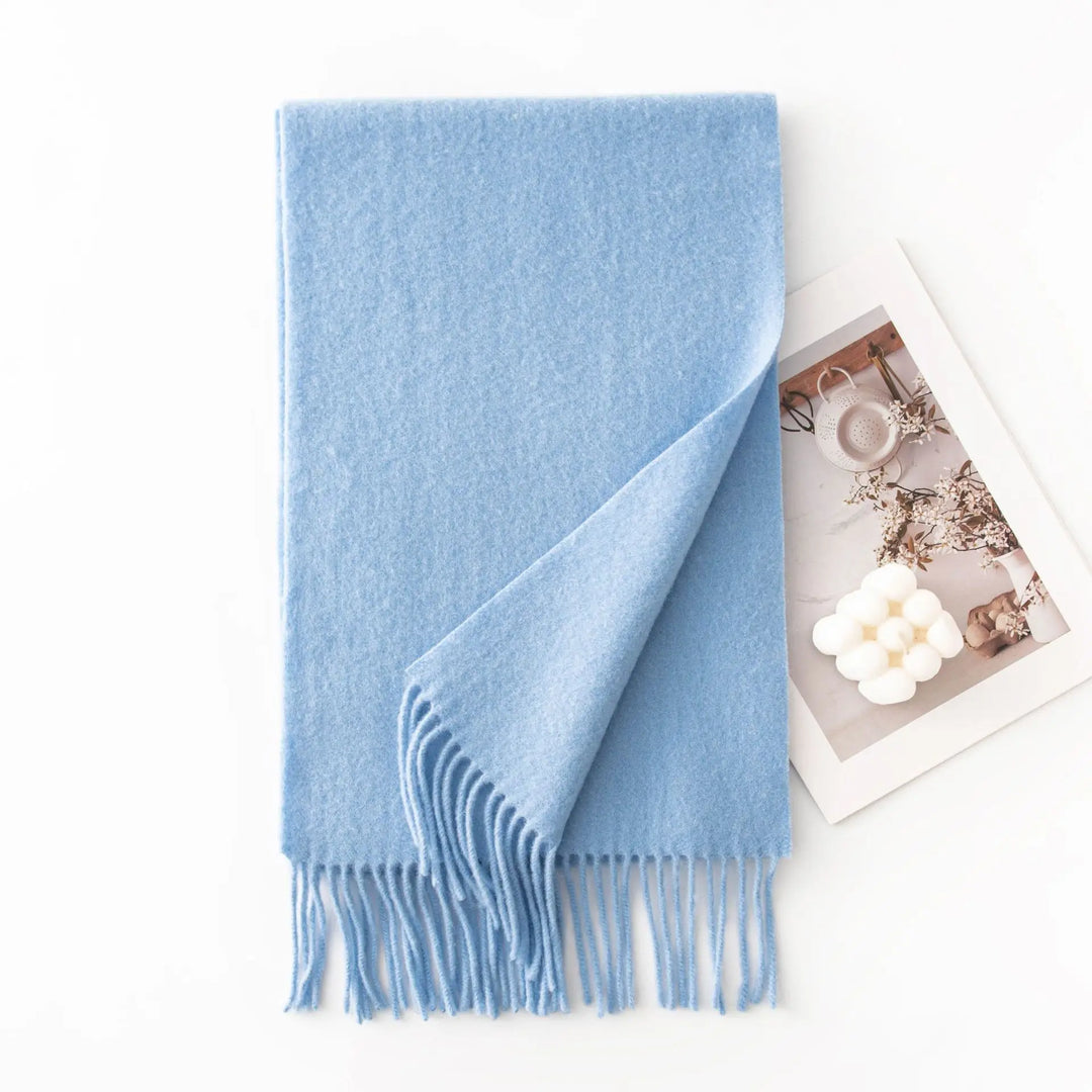 Ladies 100% Pure Wool Scarf Versatile Simple Design Warm Solid Color Shawl for Autumn Winter Commute