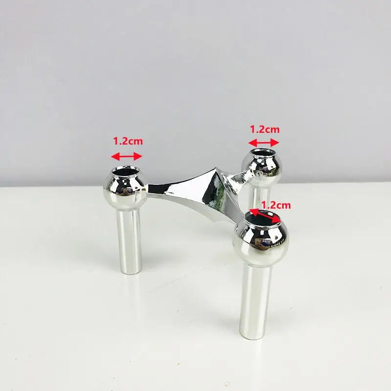 Nordic Silver Metal Molecular Structure Candle Holder Modern Style Stainless Steel Candelabra Living Room Centerpiece Decoration Gift