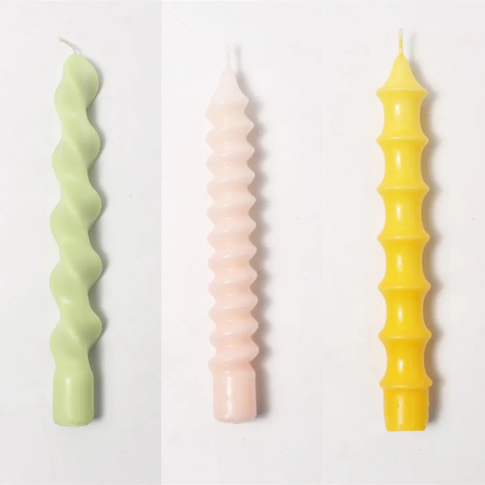 Twisted Spiral Taper Candle Mold Silicone Non-Stick Flexible DIY Aromatic Handmade Candle Making Supplies Room Decor