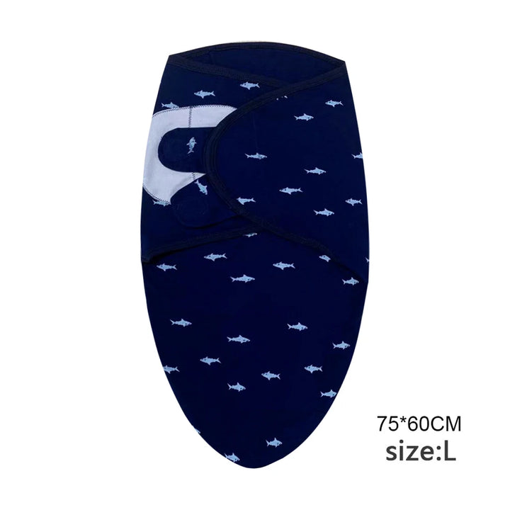 Baby Swaddle & Hat Set – Soft Cartoon Cotton for 0–6 Months