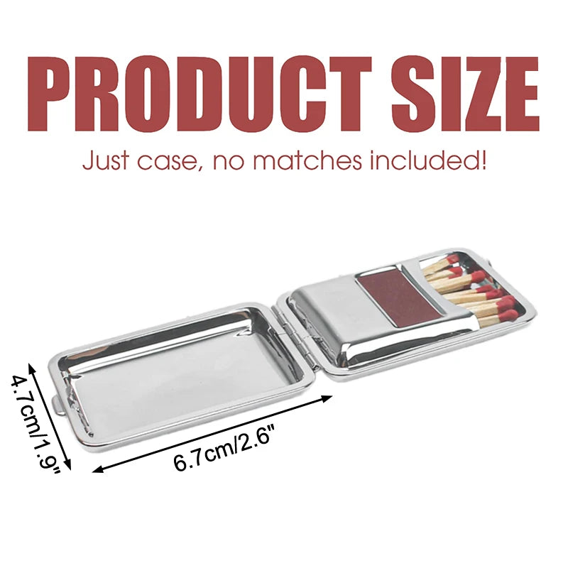 Stainless Steel Matchbox Case – Durable Metal Holder with Striker Plate