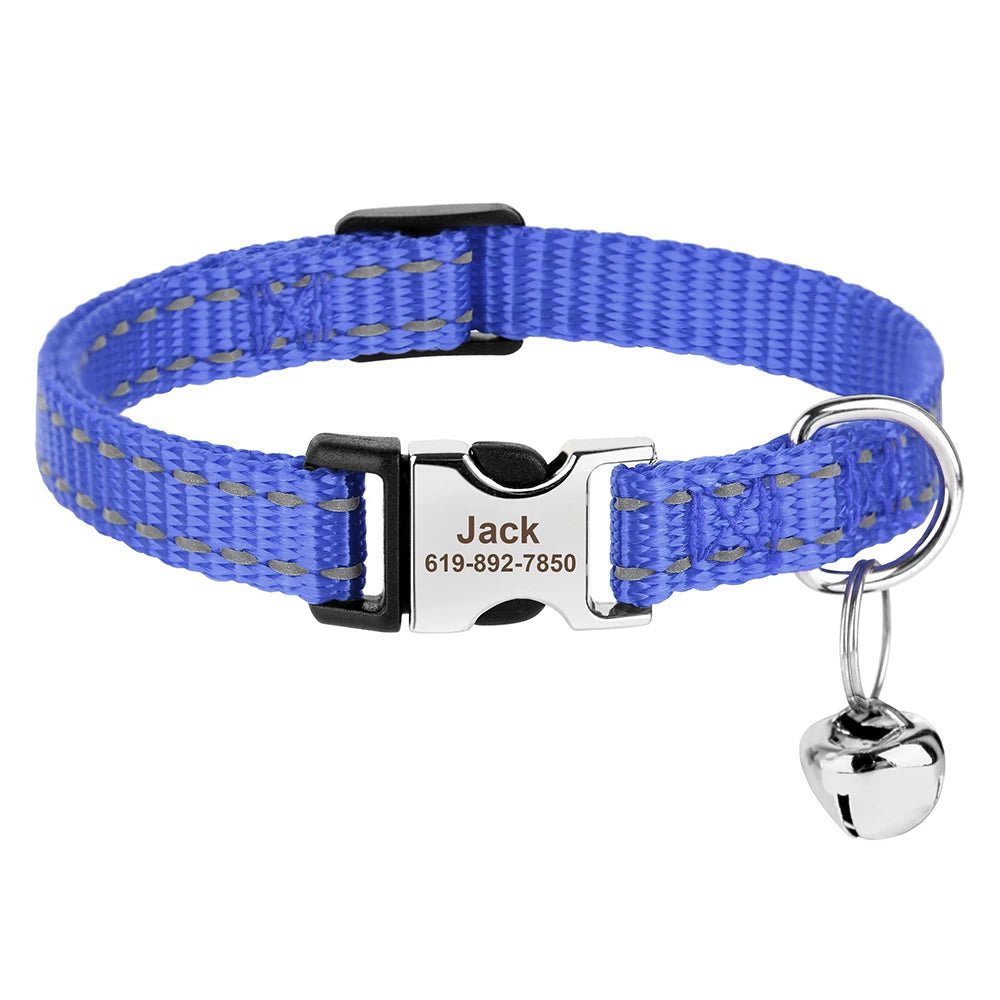 Personalized Cat Collar – Adjustable with Bell & Engraved ID Tag