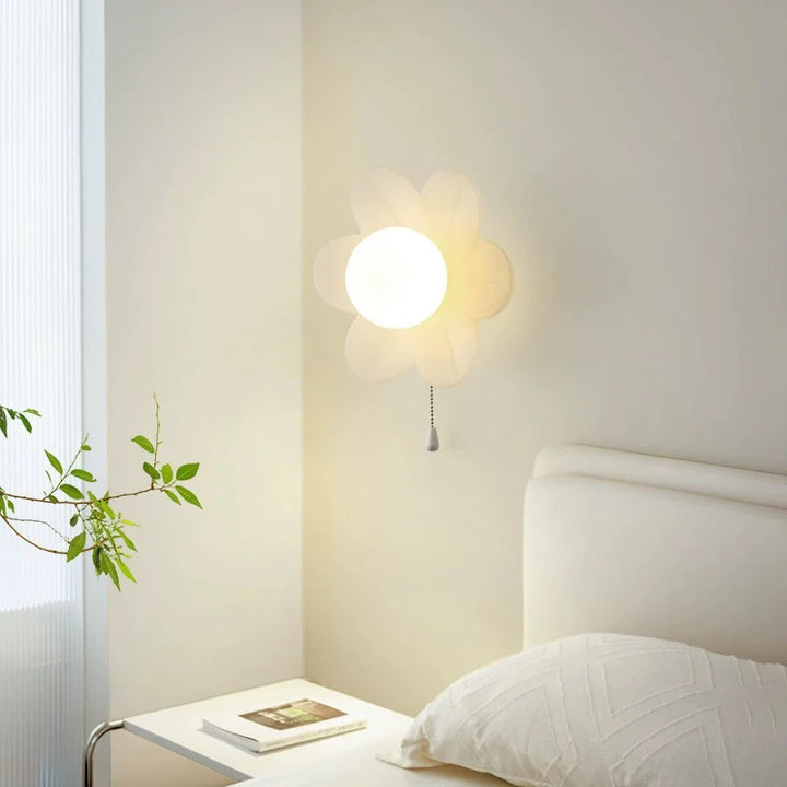 Petal Flower Wall Lamps for Children's Room Princess Bedroom Girl's Bedside Light Romantic LED Glass Flower Design Nursery Lighting