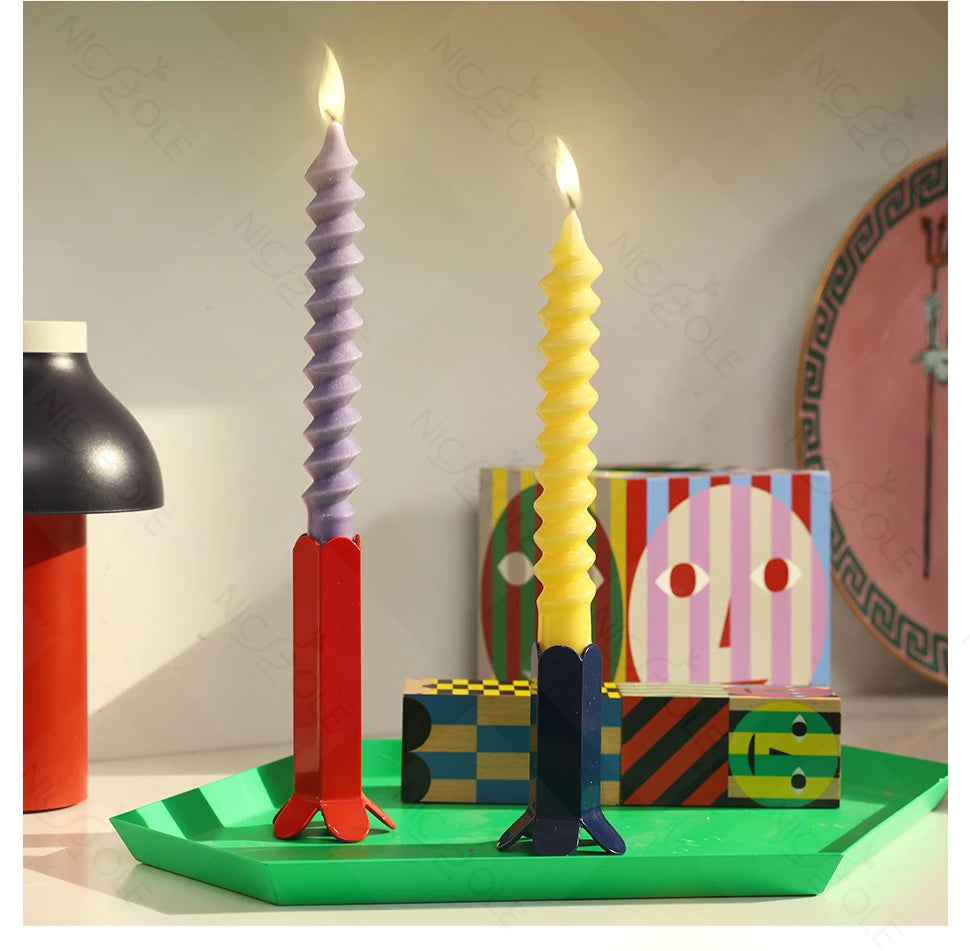 Twisted Spiral Taper Candle Mold Silicone Non-Stick Flexible DIY Aromatic Handmade Candle Making Supplies Room Decor