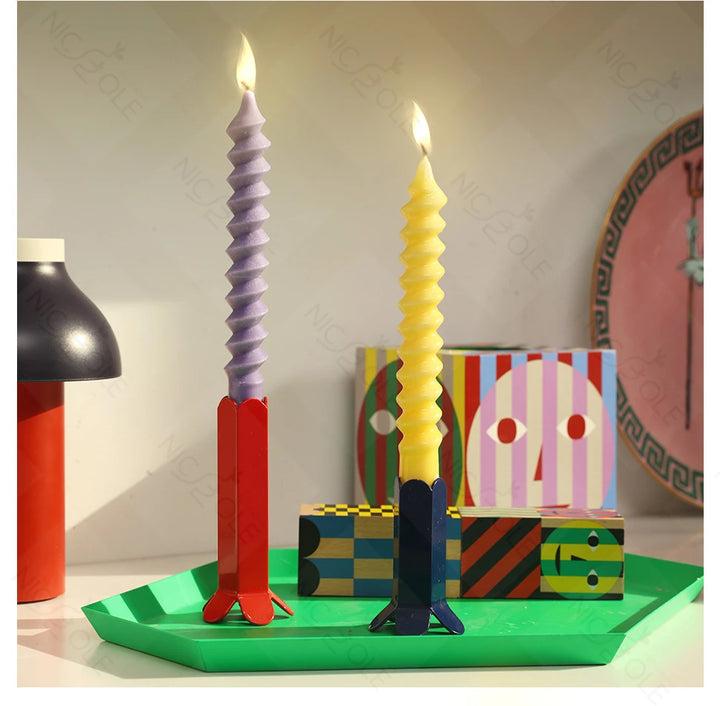 Twisted Spiral Taper Candle Mold Silicone Non-Stick Flexible DIY Aromatic Handmade Candle Making Supplies Room Decor