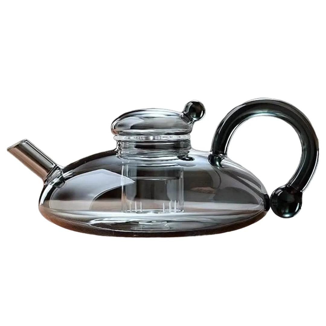 Heat-resistant glass teapot with tea divider