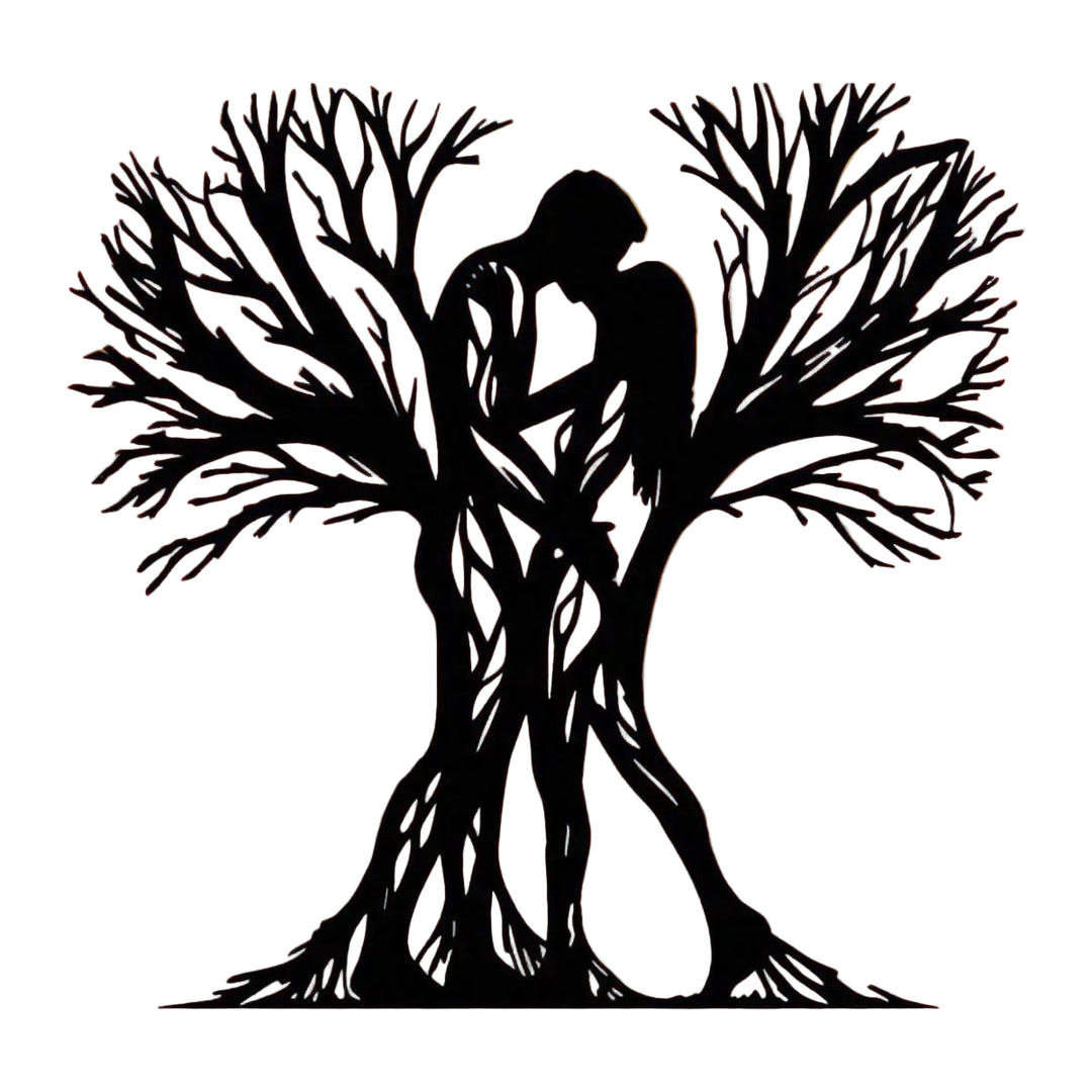 Couple & Tree Metal Wall Art – Flower-Adorned Decor for Living Room, Bedroom & Holiday Gifting