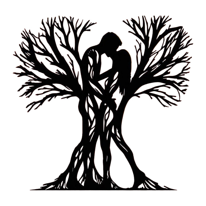 Couple & Tree Metal Wall Art – Flower-Adorned Decor for Living Room, Bedroom & Holiday Gifting