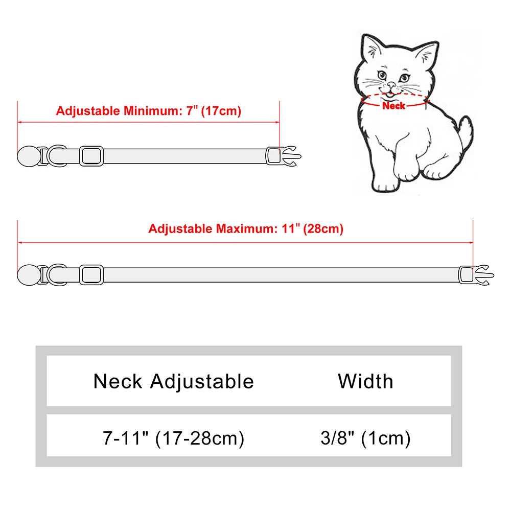 Personalized Cat Collar – Adjustable with Bell & Engraved ID Tag