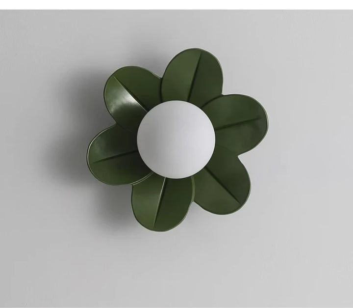 Petal Flower Wall Lamps for Children's Room Princess Bedroom Girl's Bedside Light Romantic LED Glass Flower Design Nursery Lighting