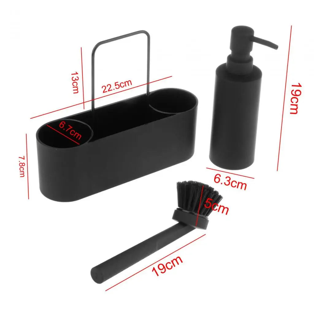 3-in-1 Kitchen Soap Dispenser with Sponge Holder And Brush - Liquid Hand Soap Dispenser for Home Countertop Hotel - ABS Material