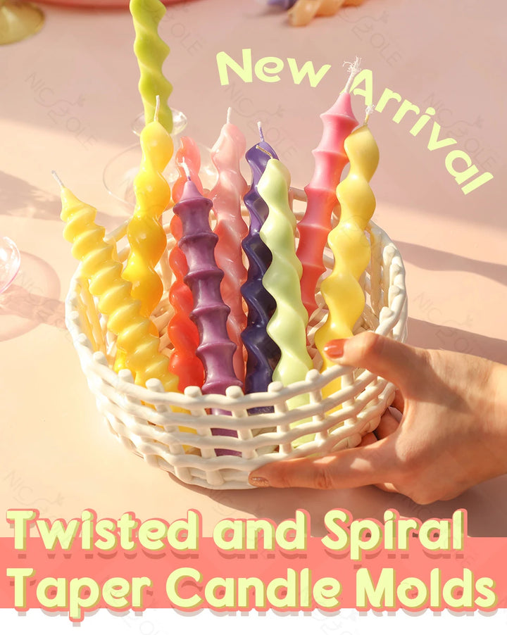 Twisted Spiral Taper Candle Mold Silicone Non-Stick Flexible DIY Aromatic Handmade Candle Making Supplies Room Decor