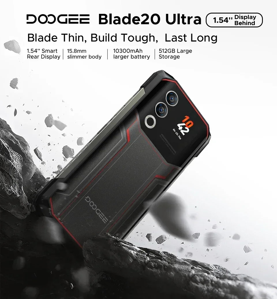 DOOGEE Blade 20 Ultra – Rugged Smartphone 512GB | 10300mAh Battery | Face ID & GPS