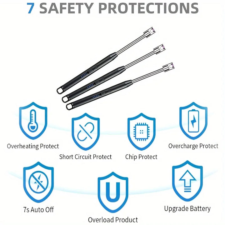 4PC USB Rechargeable Arc Lighters – 360° Flameless Windproof for Candles, BBQ & Camping