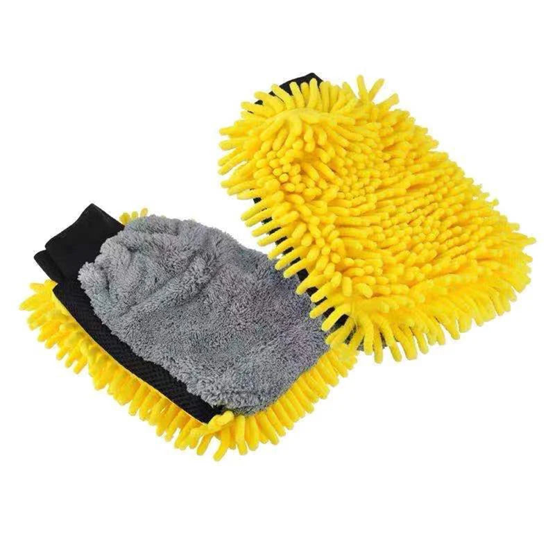 Microfiber Chenille Car Wash Gloves Scratch-Free Double-Sided Coral Velvet Sponge for Auto Cleaning Detailing Tool
