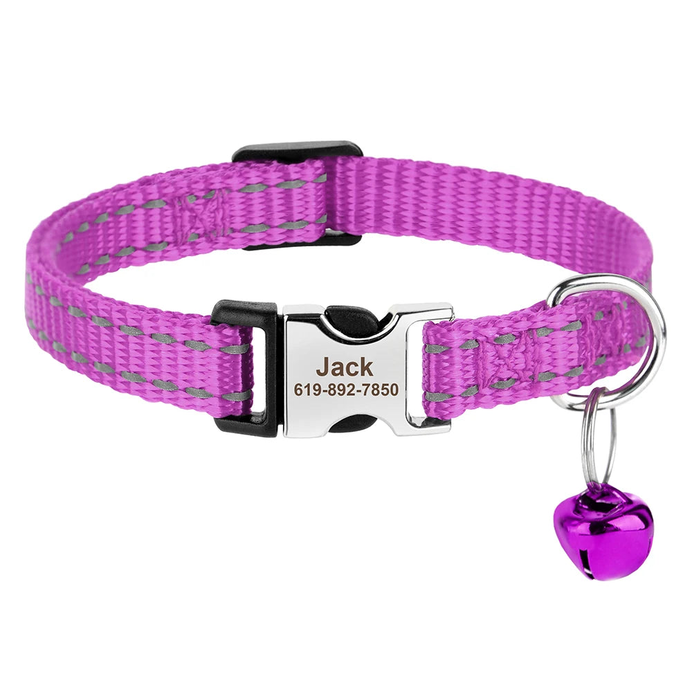 Personalized Cat Collar – Adjustable with Bell & Engraved ID Tag