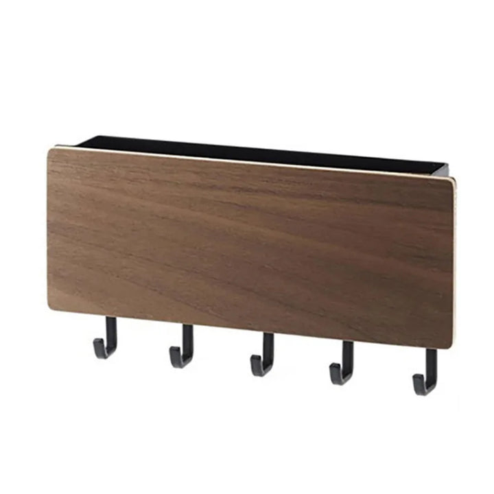 Rustic Wood Wall Key Holder with 5 Hooks Farmhouse Style Floating Shelf Home Decor Organizing Storage Solution