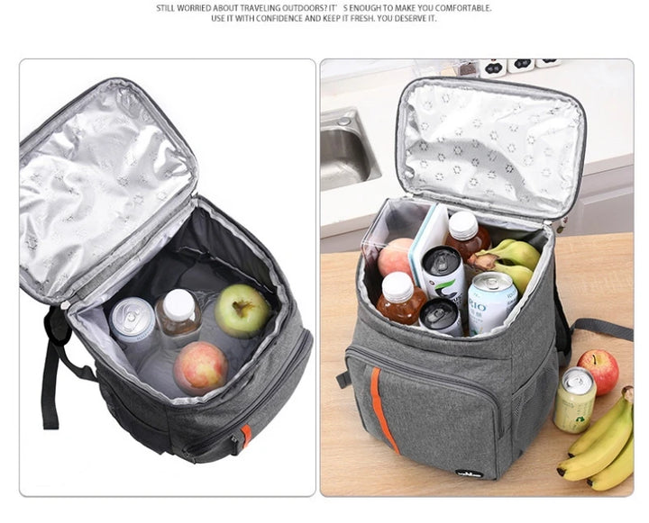 18L Portable Thermal Lunch Bag Waterproof Insulated Food Box Durable Oxford Cloth Cooler Ice Case for Camping And Picnics