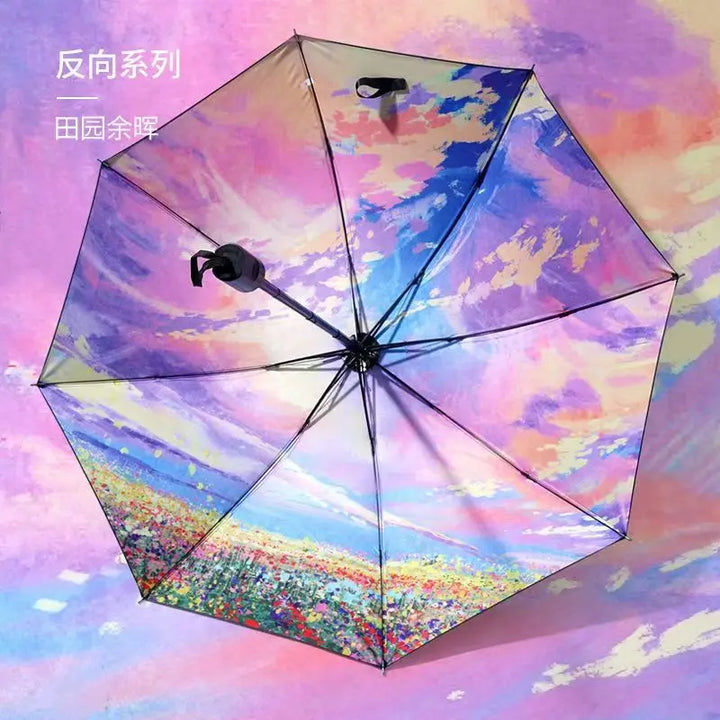 Blue Sky Umbrella – Anti-UV Folding Parasol with Cloud Print for Men & Women