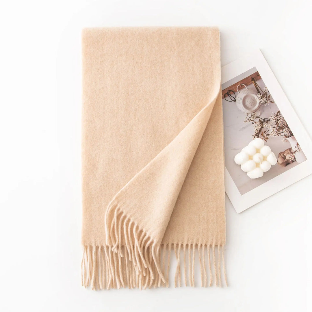 Ladies 100% Pure Wool Scarf Versatile Simple Design Warm Solid Color Shawl for Autumn Winter Commute