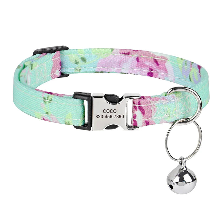 Personalized Cat Collar – Adjustable with Bell & Engraved ID Tag