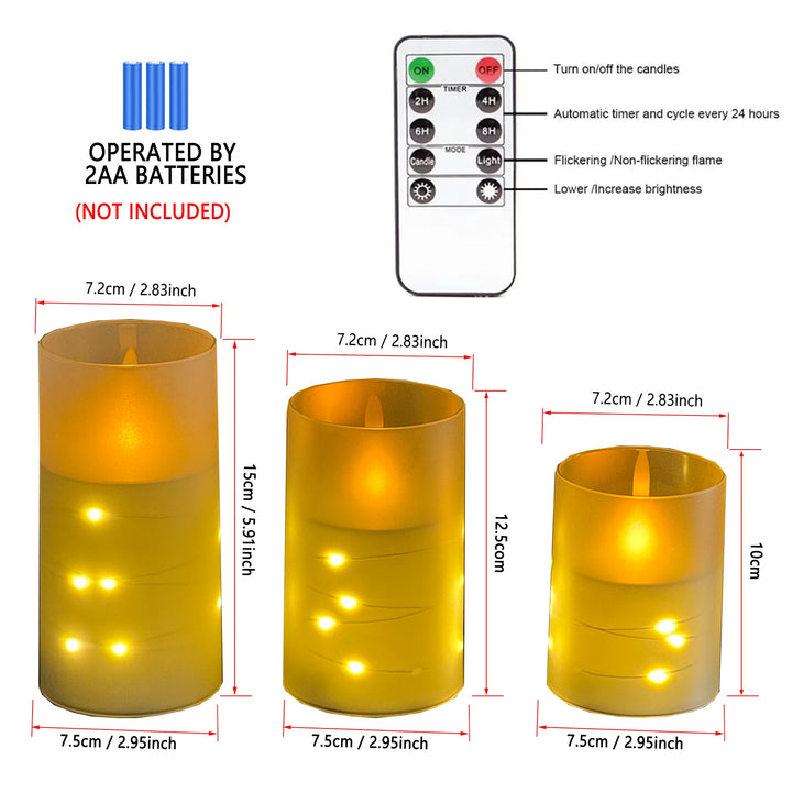 LED Acrylic Candle Set – Remote-Controlled Flameless Lights with Timer for Christmas & Weddings