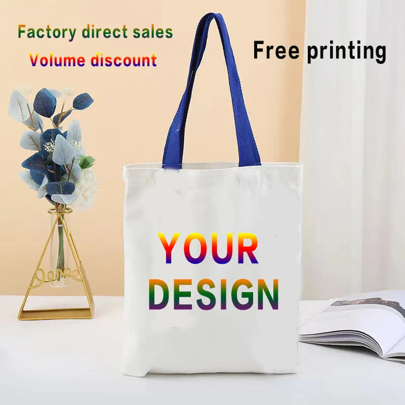 Custom Printed Logo Canvas Tote Bag Thickened 3D Linen Shopping Bag Eco-Friendly Wholesale Customizable Handbag