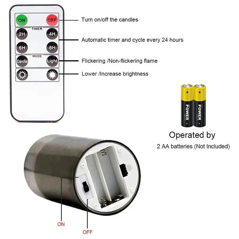 LED Acrylic Candle Set – Remote-Controlled Flameless Lights with Timer for Christmas & Weddings